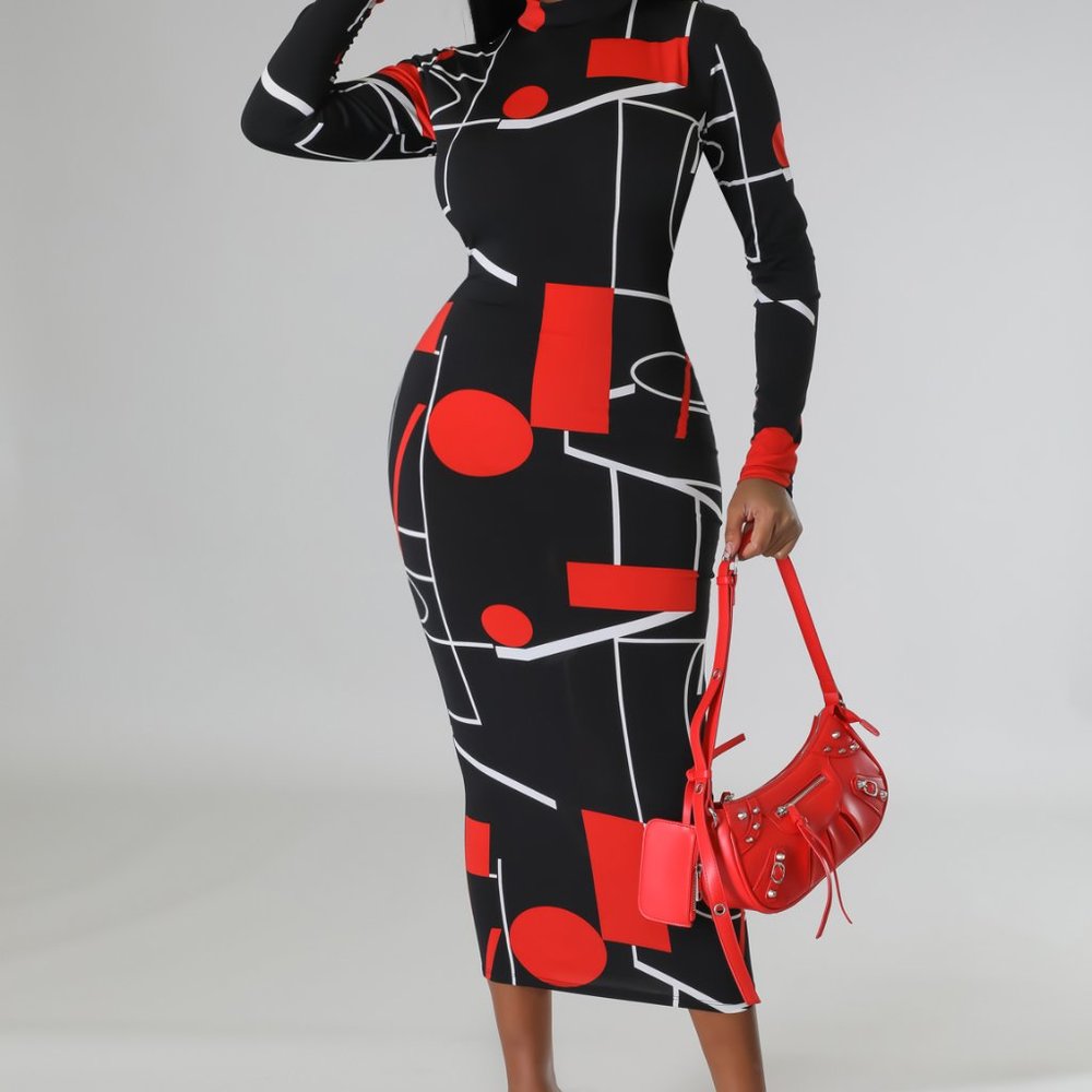 Multi-Color Fall Midi Dress